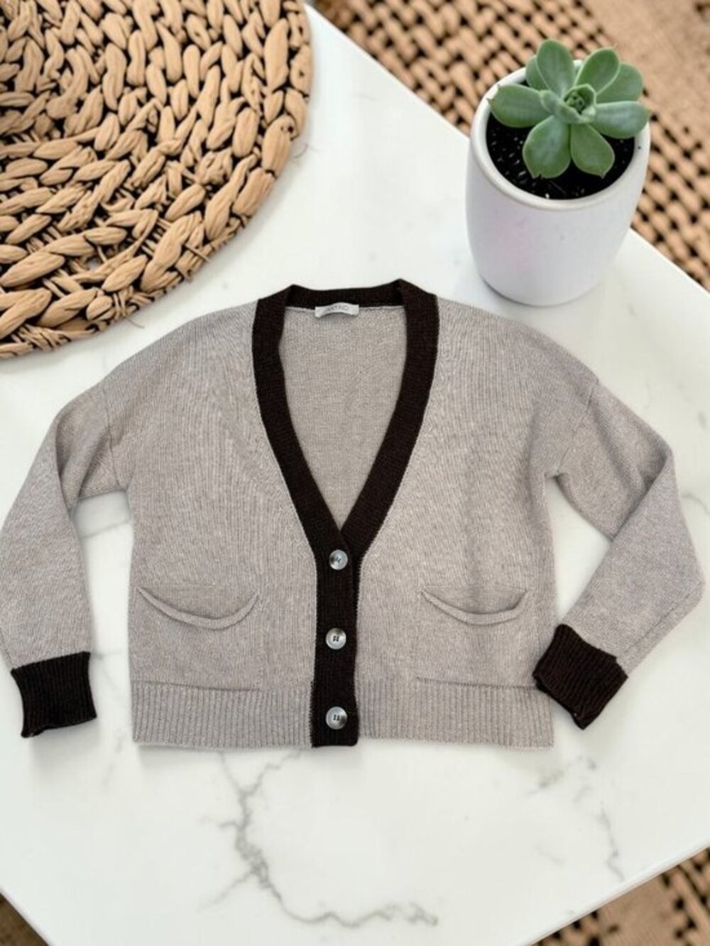 ASTRID Wool Cashmere Blend Button Cardigan One Size Fits Most